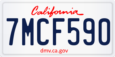 CA license plate 7MCF590