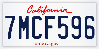 CA license plate 7MCF596