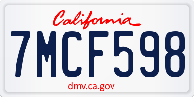 CA license plate 7MCF598