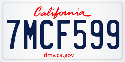 CA license plate 7MCF599