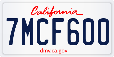 CA license plate 7MCF600