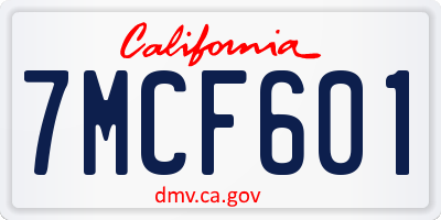 CA license plate 7MCF601
