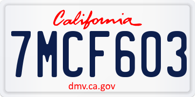 CA license plate 7MCF603