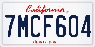 CA license plate 7MCF604