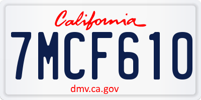 CA license plate 7MCF610