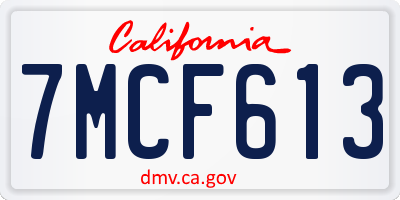 CA license plate 7MCF613