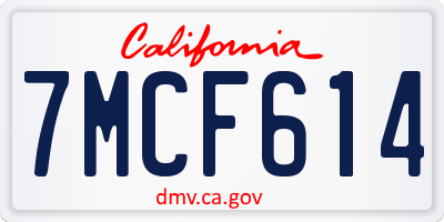 CA license plate 7MCF614