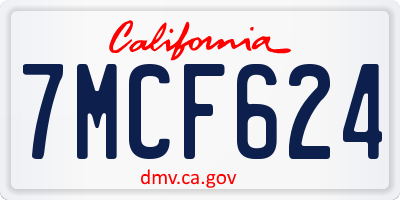 CA license plate 7MCF624