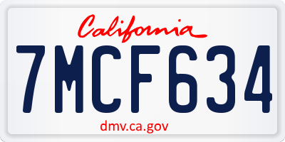 CA license plate 7MCF634