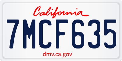 CA license plate 7MCF635