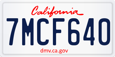 CA license plate 7MCF640