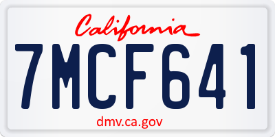 CA license plate 7MCF641