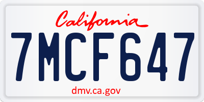 CA license plate 7MCF647