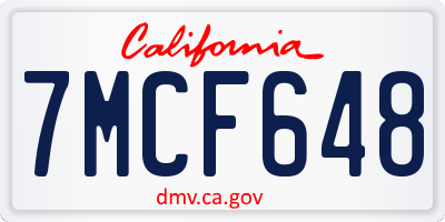 CA license plate 7MCF648