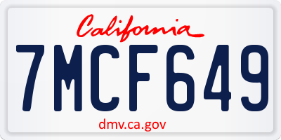 CA license plate 7MCF649