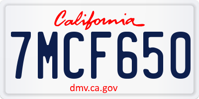 CA license plate 7MCF650