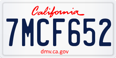 CA license plate 7MCF652