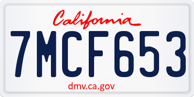 CA license plate 7MCF653