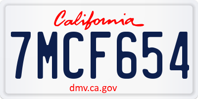 CA license plate 7MCF654