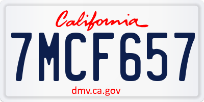 CA license plate 7MCF657