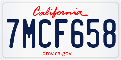 CA license plate 7MCF658