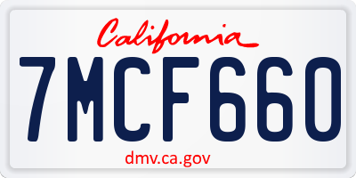 CA license plate 7MCF660