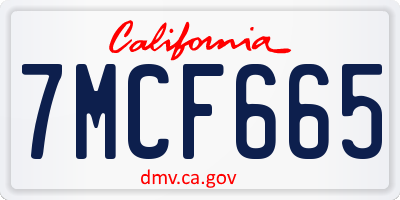 CA license plate 7MCF665