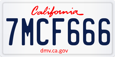 CA license plate 7MCF666