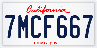 CA license plate 7MCF667