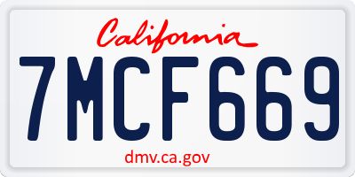 CA license plate 7MCF669