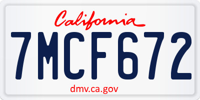 CA license plate 7MCF672