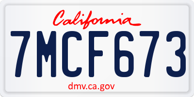 CA license plate 7MCF673