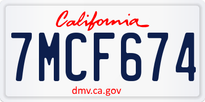 CA license plate 7MCF674