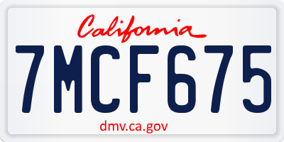 CA license plate 7MCF675