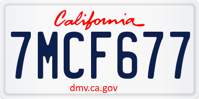 CA license plate 7MCF677