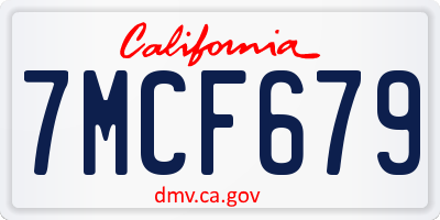 CA license plate 7MCF679