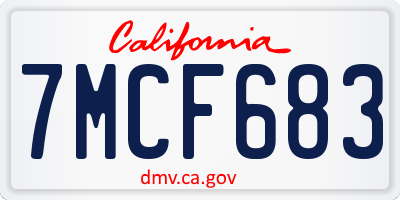 CA license plate 7MCF683