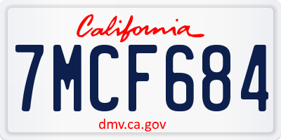 CA license plate 7MCF684