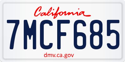 CA license plate 7MCF685
