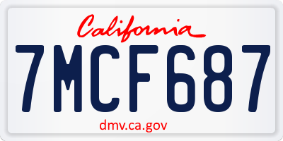 CA license plate 7MCF687