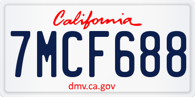 CA license plate 7MCF688