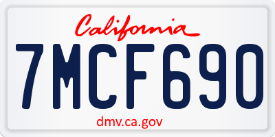 CA license plate 7MCF690