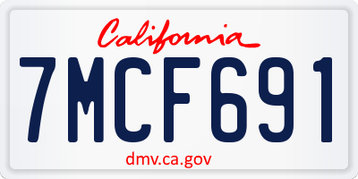 CA license plate 7MCF691