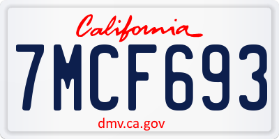 CA license plate 7MCF693