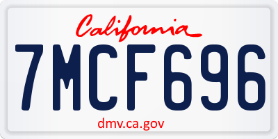 CA license plate 7MCF696
