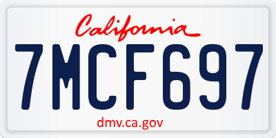 CA license plate 7MCF697