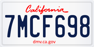 CA license plate 7MCF698