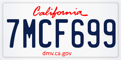 CA license plate 7MCF699