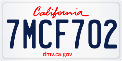 CA license plate 7MCF702