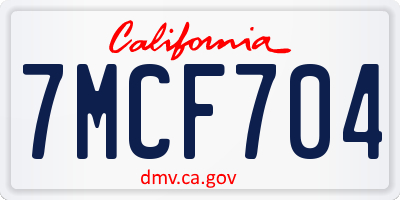 CA license plate 7MCF704